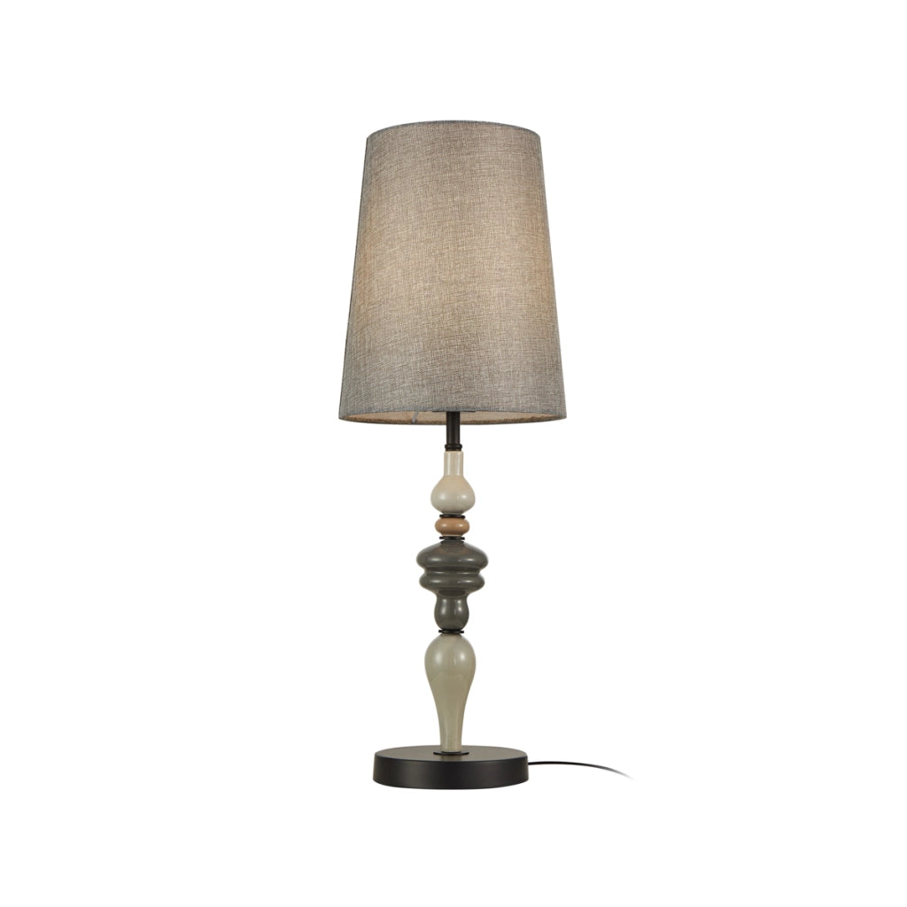 Lampada da tavolo Italux Nerom nera opaca paralume grigio