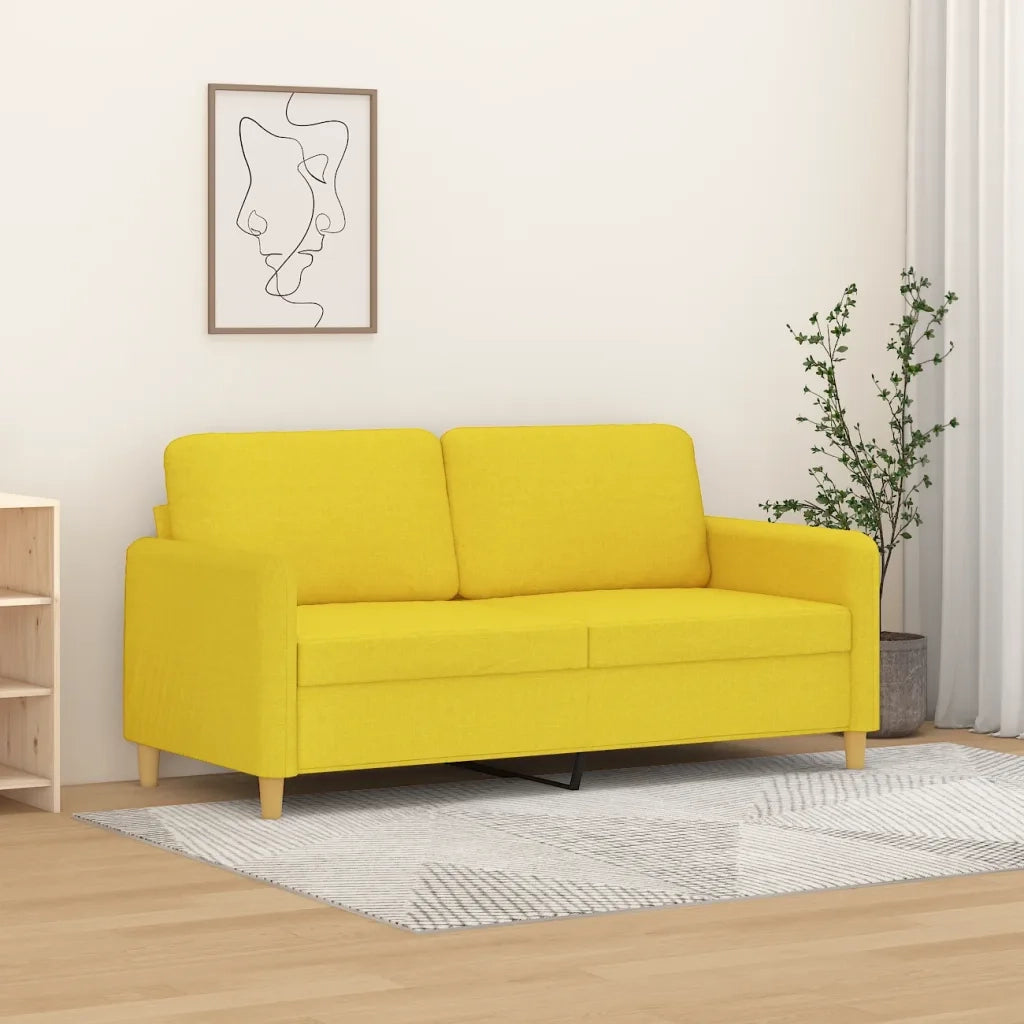 Divano a 2 Posti Giallo Chiaro 140 cm in Tessuto 359483