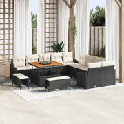 Set Divano da Giardino con cuscino 13 pcs Nero Poly Rattan 3364655