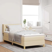 Letto a molle con materasso Crema 200 x 100 cm Tessuto 3341347