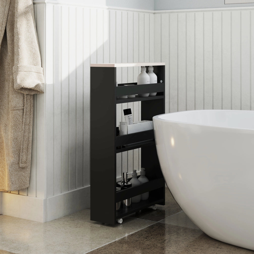 Carrello mobile con 3 ripiani ¨C Minimal ¨C 48x15x80 cm nero