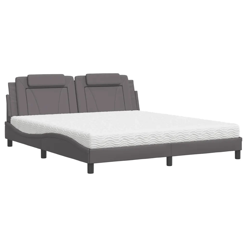 Letto Viana con Materasso Grigio 180x200 cm in Similpelle