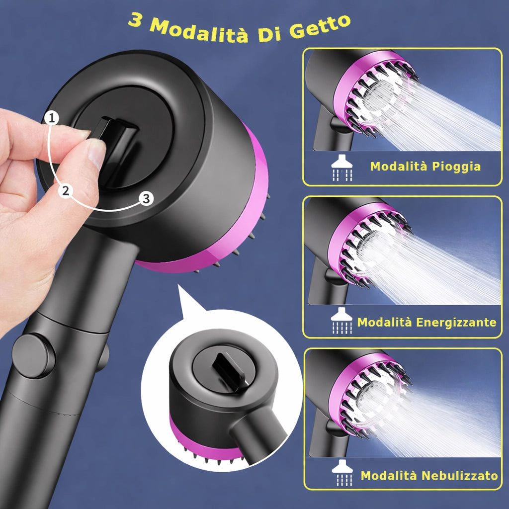 Soffione Doccia con Filtro ad Alta Pressione Regolabile in 4 Modalità 87525