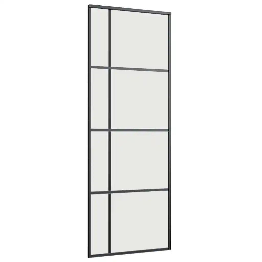 Porta Scorrevole con Ferramenta Nera 76x205 cm in Vetro ESG