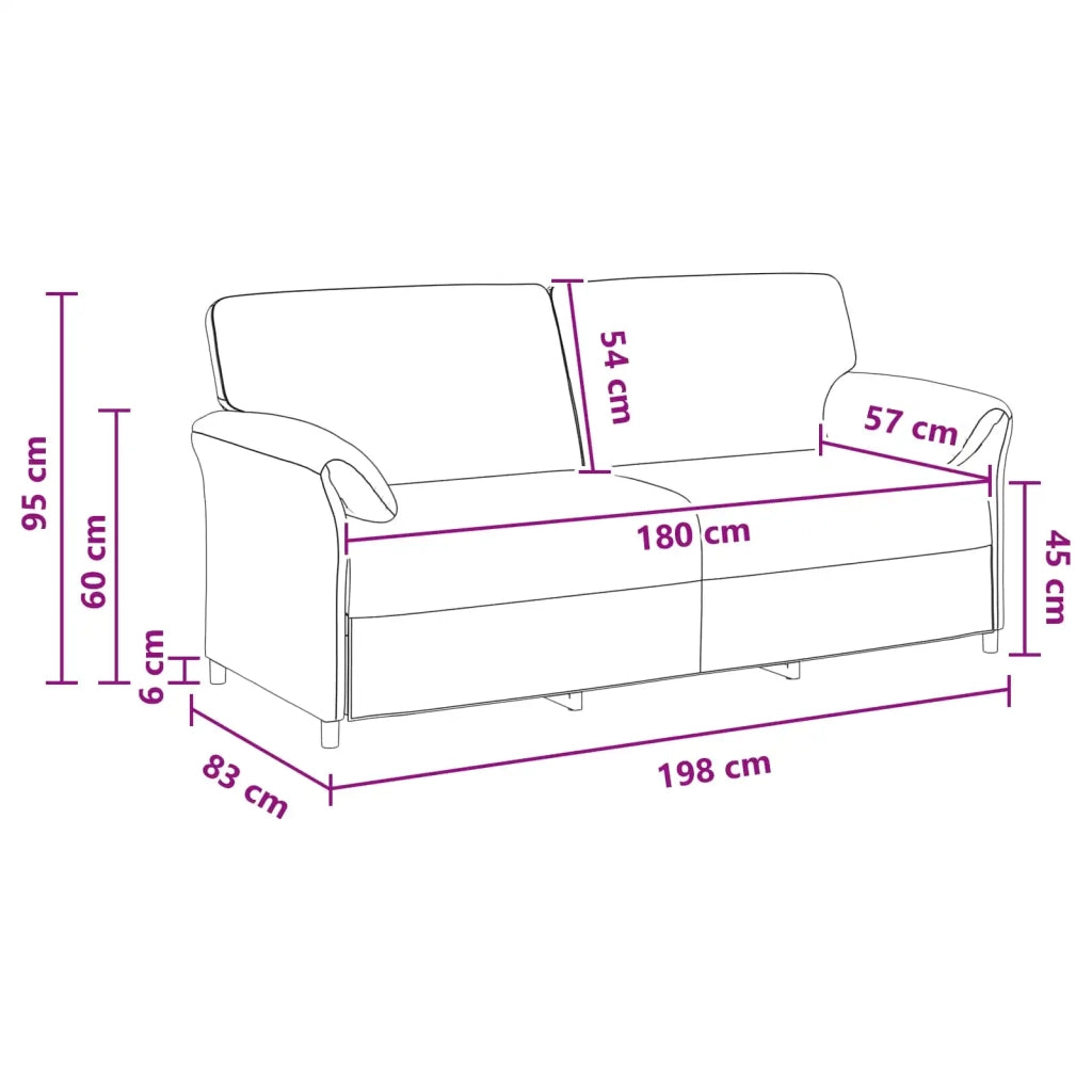 Divano 3-Persone Rosso Vino 198 x 83 x 95 cm Velluto 42033972
