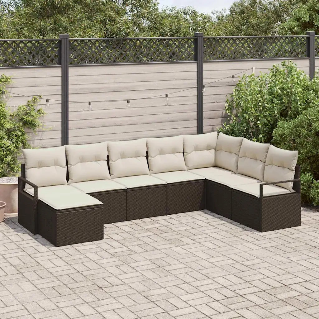 Set di divani con cuscino 8 pcs Marrone polyrattan 3346498