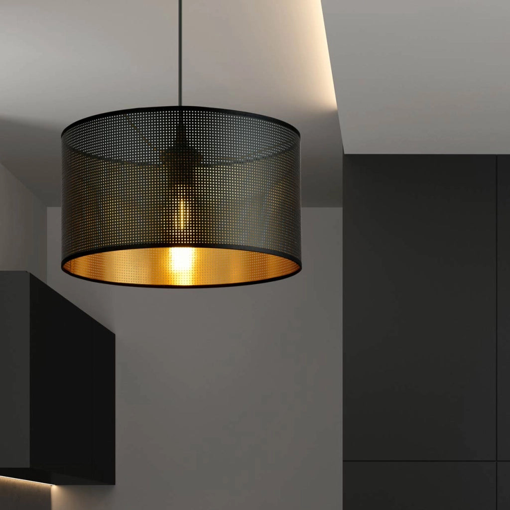 Lampada a sospensione Emibig Aston nero/oro E27 Ø35