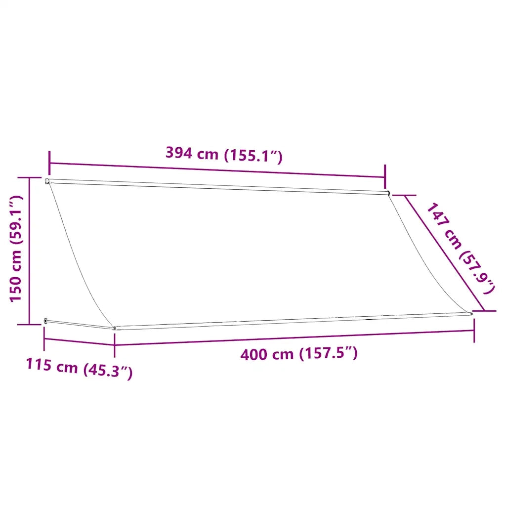 Tenda da Sole Retrattile 400x150 cm Giallo e Bianco 143757