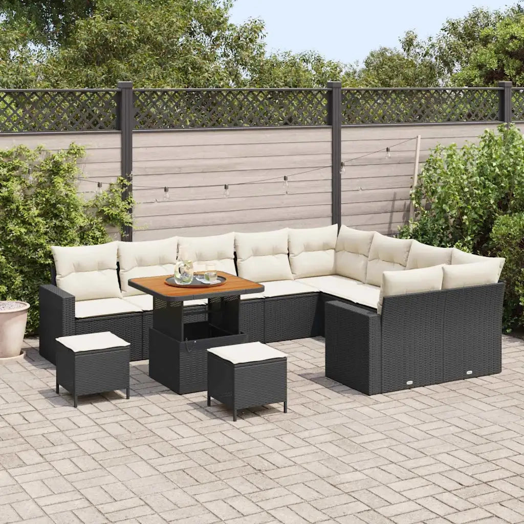 Set Divano da Giardino 13 pcs Nero e Crema polyrattan 3363600