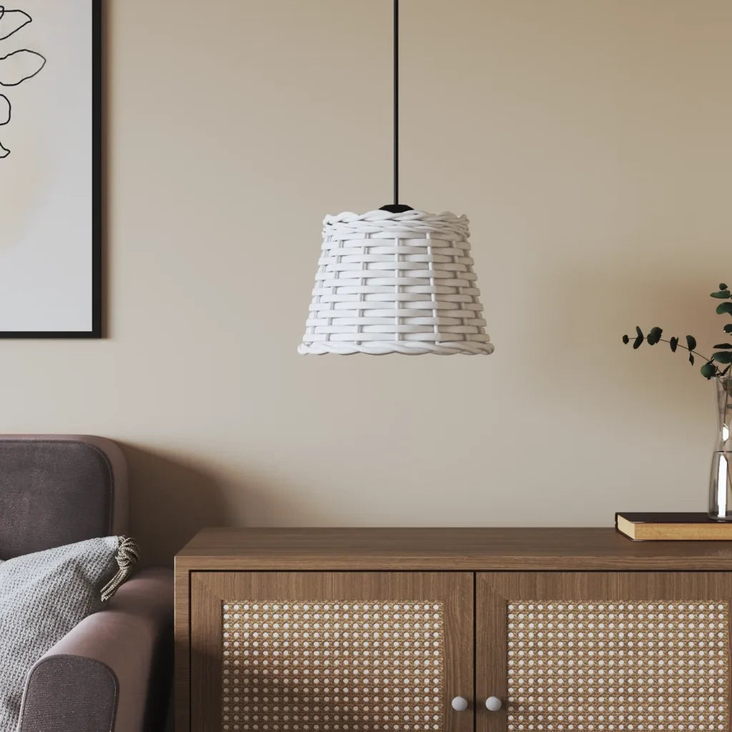 Paralume da Soffitto Bianco Ø20x15 cm in Vimini 364365