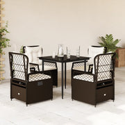 Set da Pranzo da Giardino 5pz con Cuscini in Polyrattan Marrone 3262972