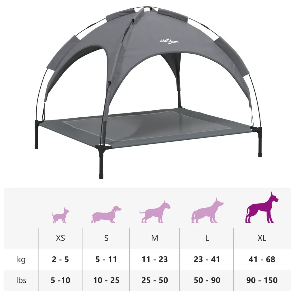 Lettino per Cani con Tetto Tessuto Oxford Antracite e Acciaio CFW1699842