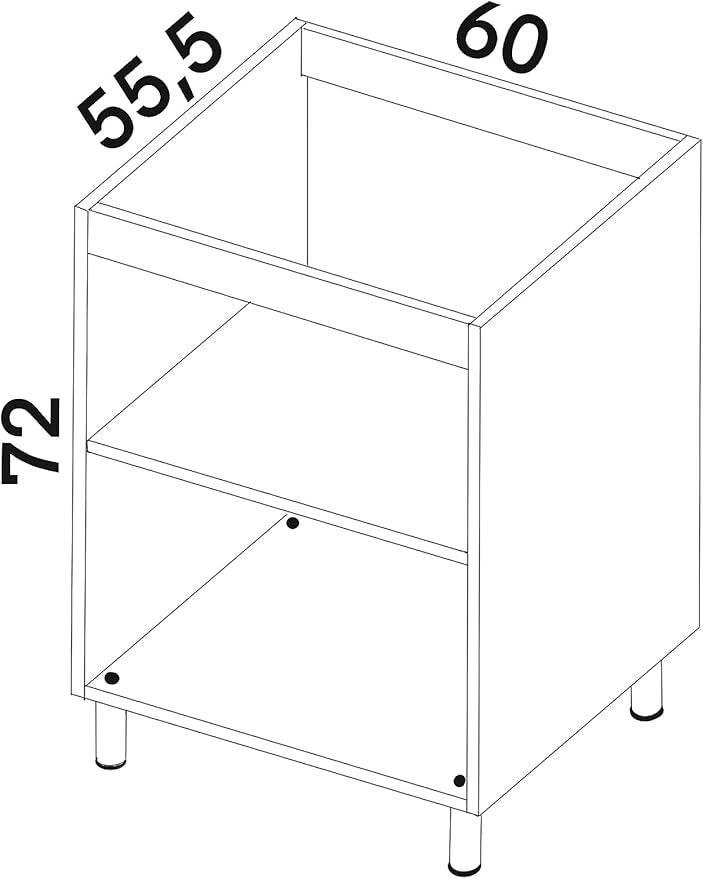 Mobile Base 60 Compreso Di Anta, H 72 Cm L 60 Cm P 55,5 Cm, Spedizione In Kit Noce