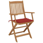 Sedie da Giardino Pieghevoli 8 pz con Cuscini Massello Acacia 3075091
