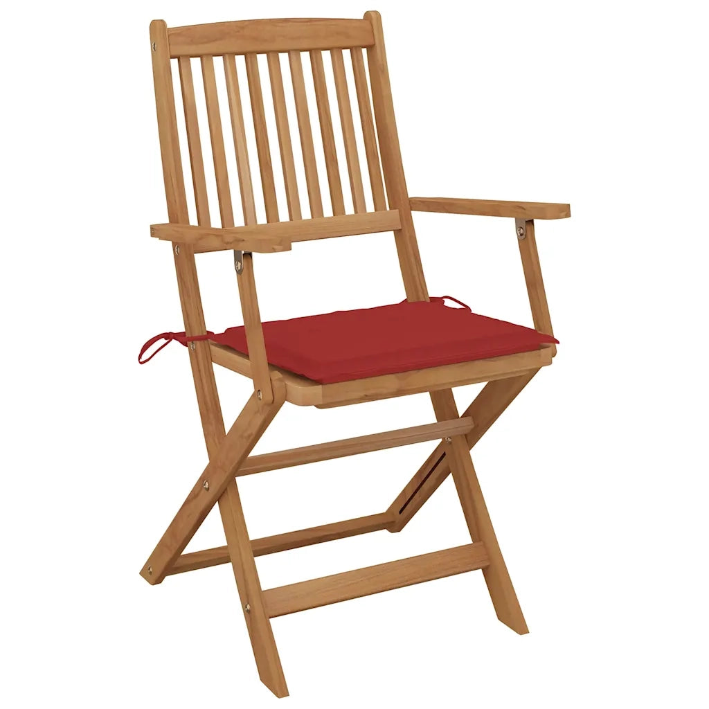 Sedie da Giardino Pieghevoli 8 pz con Cuscini Massello Acacia 3075091