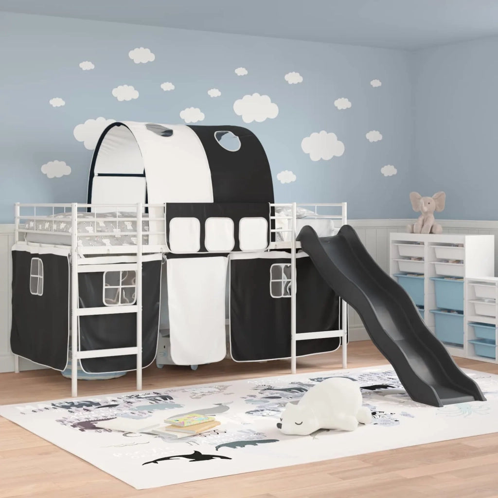 Struttura del letto loft per bambini Bianco e Nero Metallo
