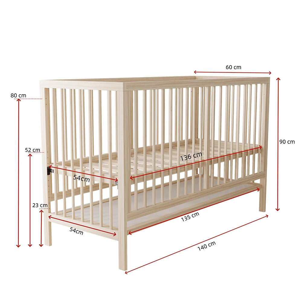 Lettino bebè - Xylo - 140x60x90 cm legno trasformabile