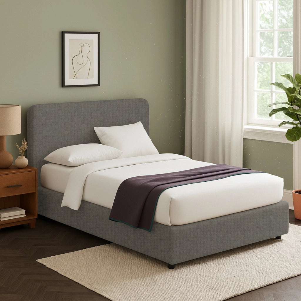 Slough, Letto Singolo Sfoderabile Made in Italy, Grigio Tortora