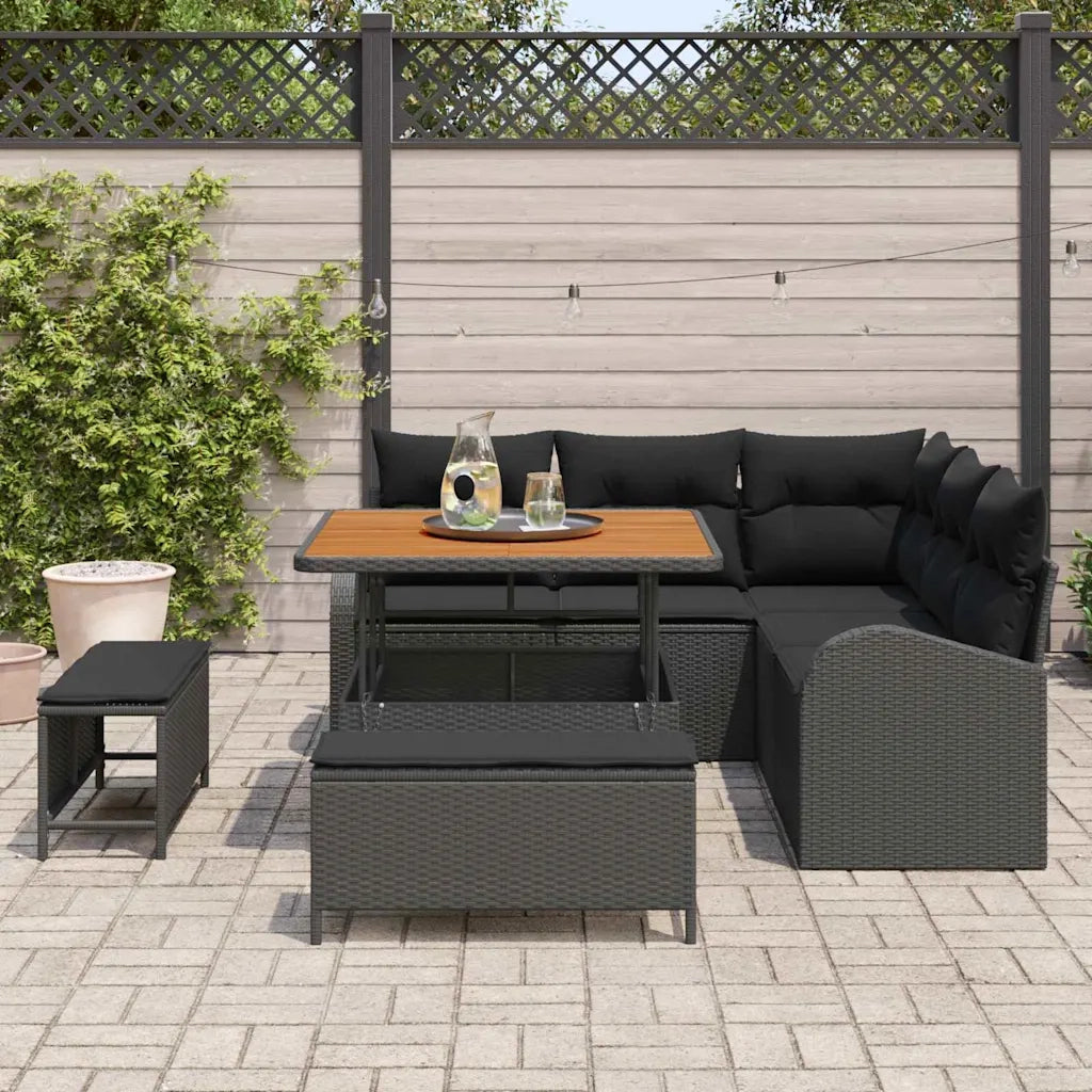 Set Divano da Giardino con cuscino 8 pcs Nero polyrattan 3362384