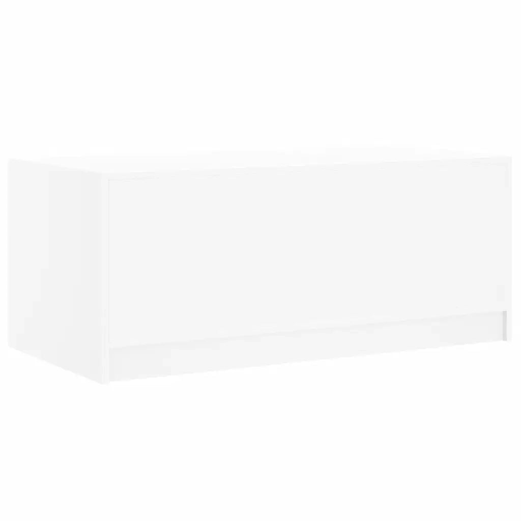 Tavolino da Salotto con Ante in Vetro-Tavolino da soggiorno Bianco 102x50x42 cm