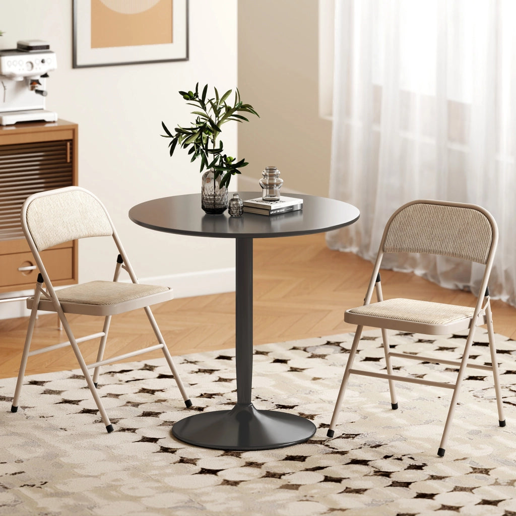 Set 2 Sedie Pieghevoli da Pranzo ¨C Xylo ¨C Struttura in Metallo, Tessuto Beige, 45x46x78 cm