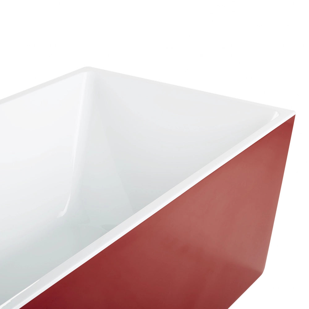 Vasca da Bagno Freestanding Acrilico Rosso Sistema Anti Straripamento