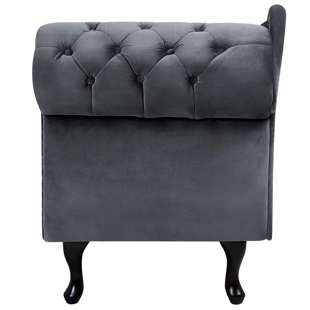Chaise longue Grey versione destra Velluto abbottonato testa chiodata