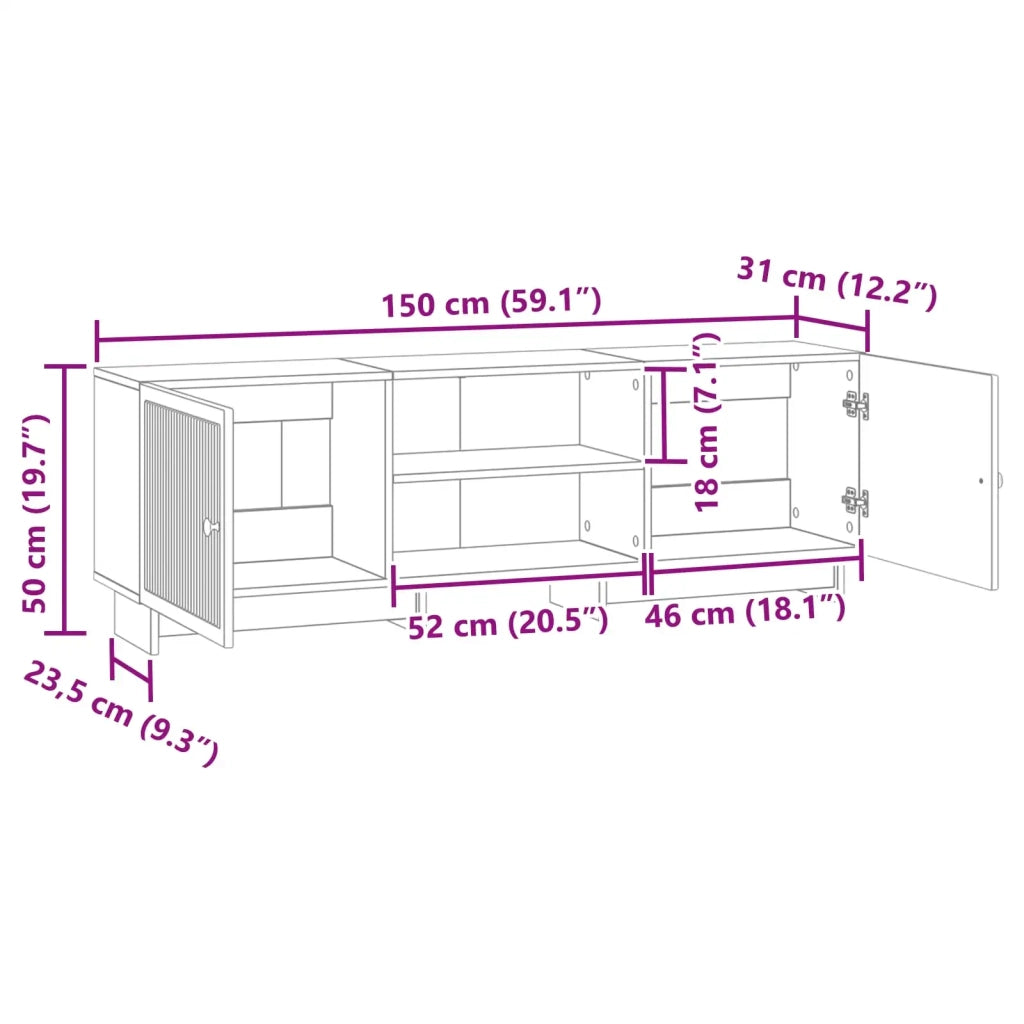 Mobile TV-Credenza per TV Nero 150 x 31 x 50 cm Legno ingegnerizzato 738268