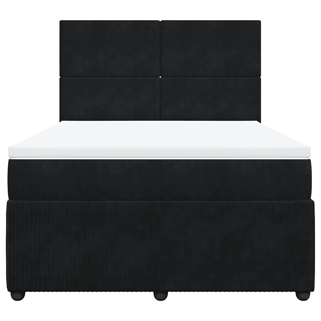Giroletto a Molle con Materasso Nero 140x190 cm in Velluto