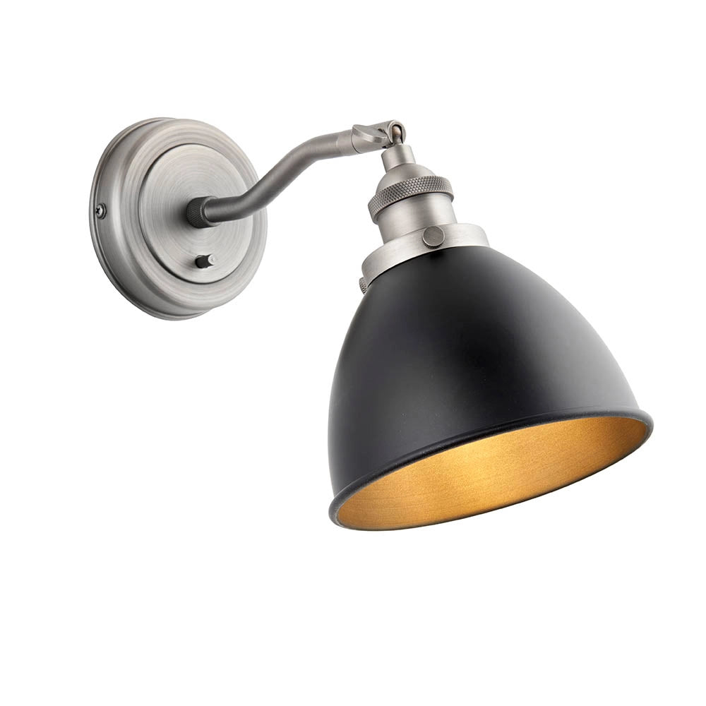 Applique retro Franklin stagno anticato con switch E14 Endon