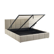 Letto contenitore con rete a doghe e testiera 160x200cm, bouclé ,