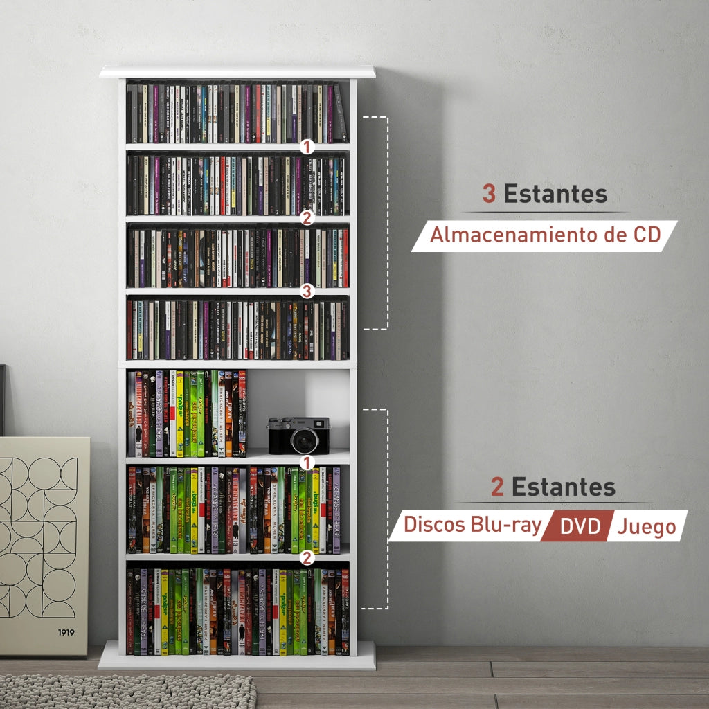 Libreria per CD e DVD ¨C Minimal ¨C Bianco 58x24x126,3 cm