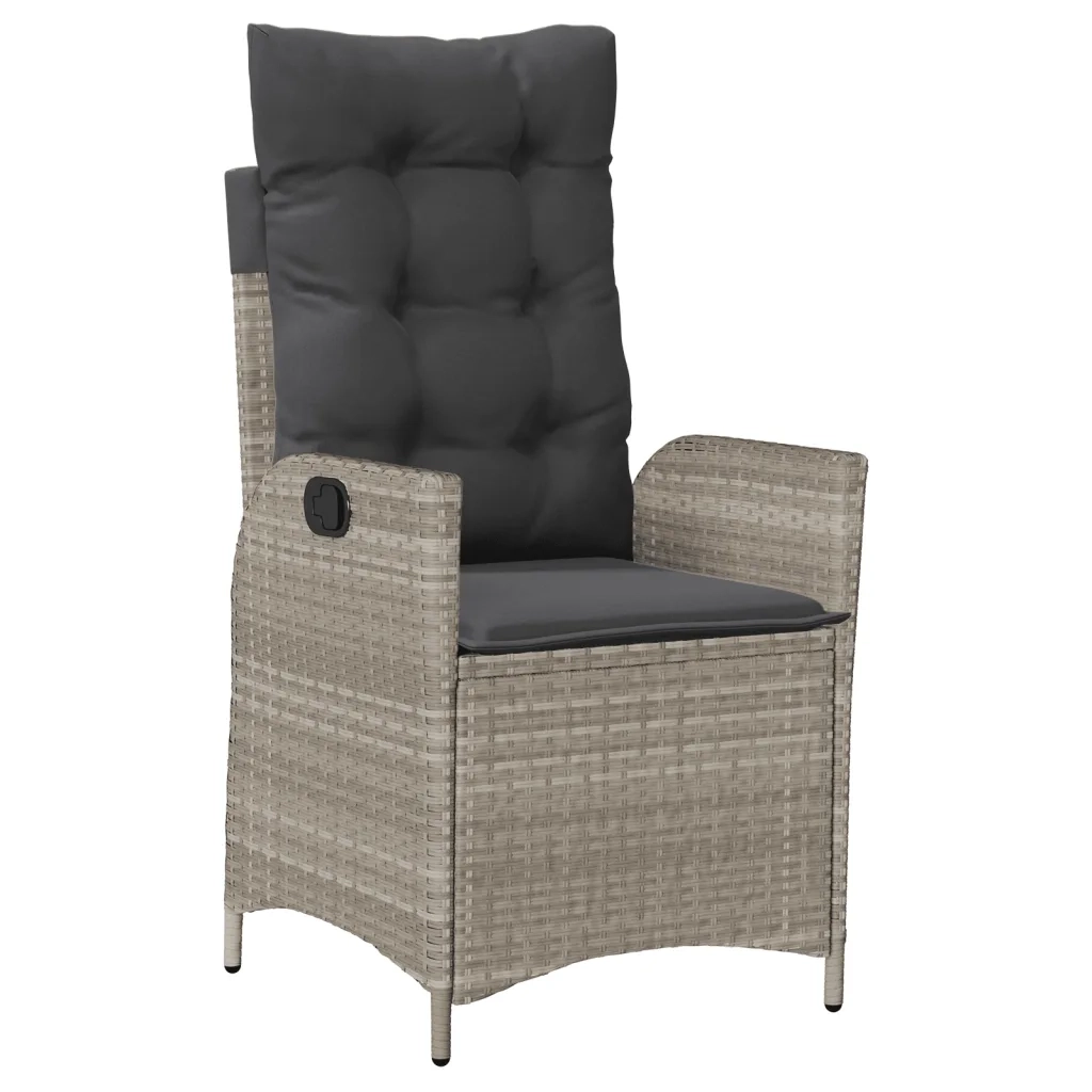 Set Pranzo da Giardino 9pz con Cuscini Grigio Chiaro Polyrattan 3213131