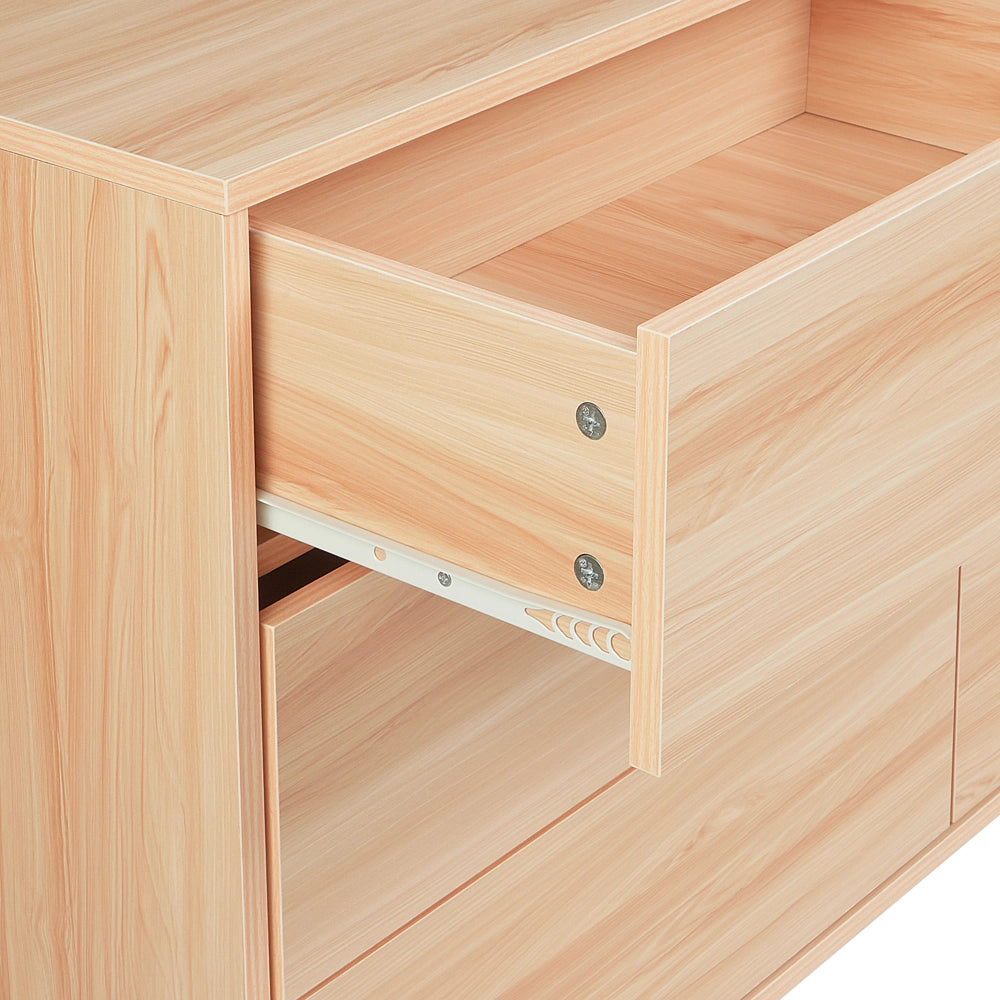 Cassettiera con 6 cassetti in truciolato con gambe in legno di gomma chiaro soggiorno moderno