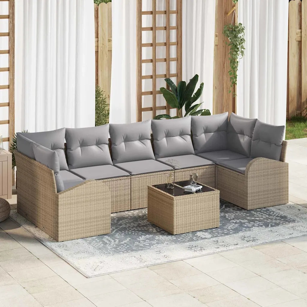 Set Divano da Giardino Beige 55 x 55 x 37 cm polyrattan 3345960