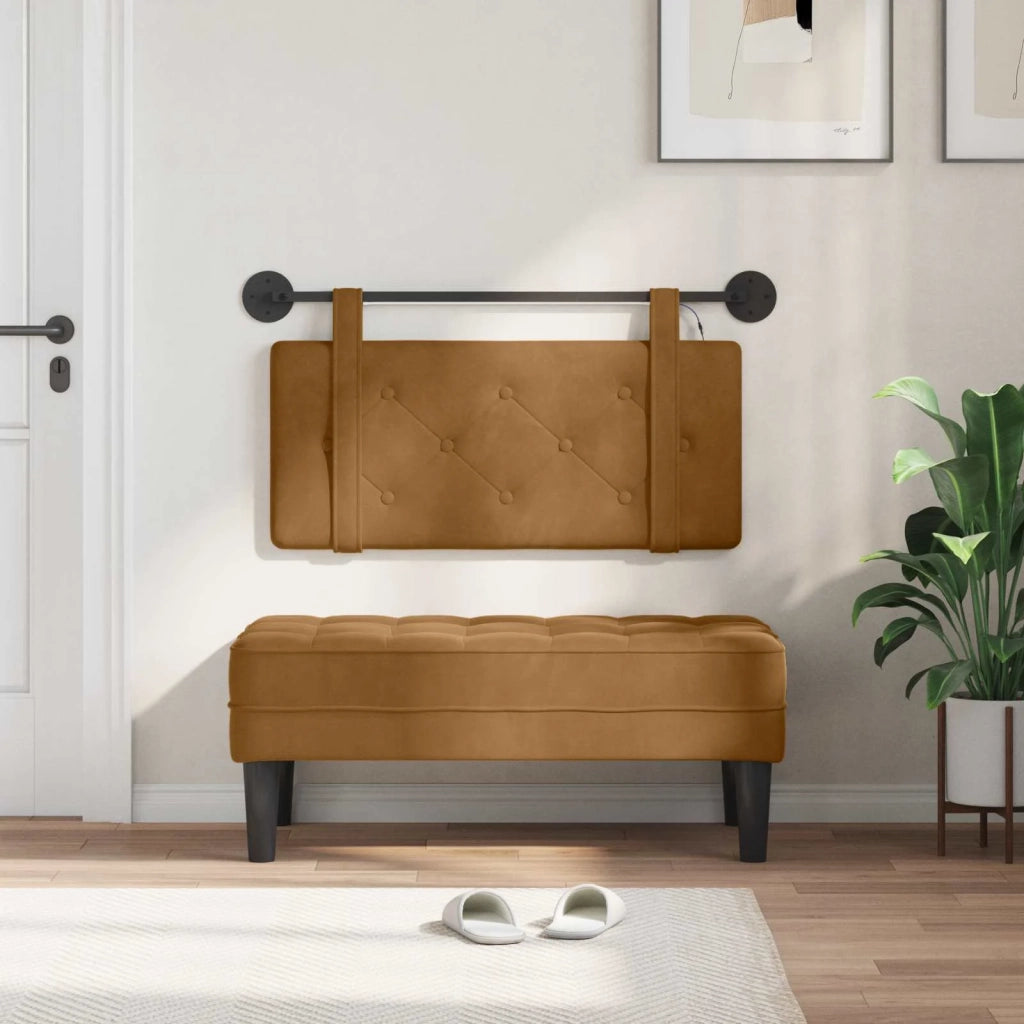 Testiera | Testata sospesa Con luce LED Marrone Velluto