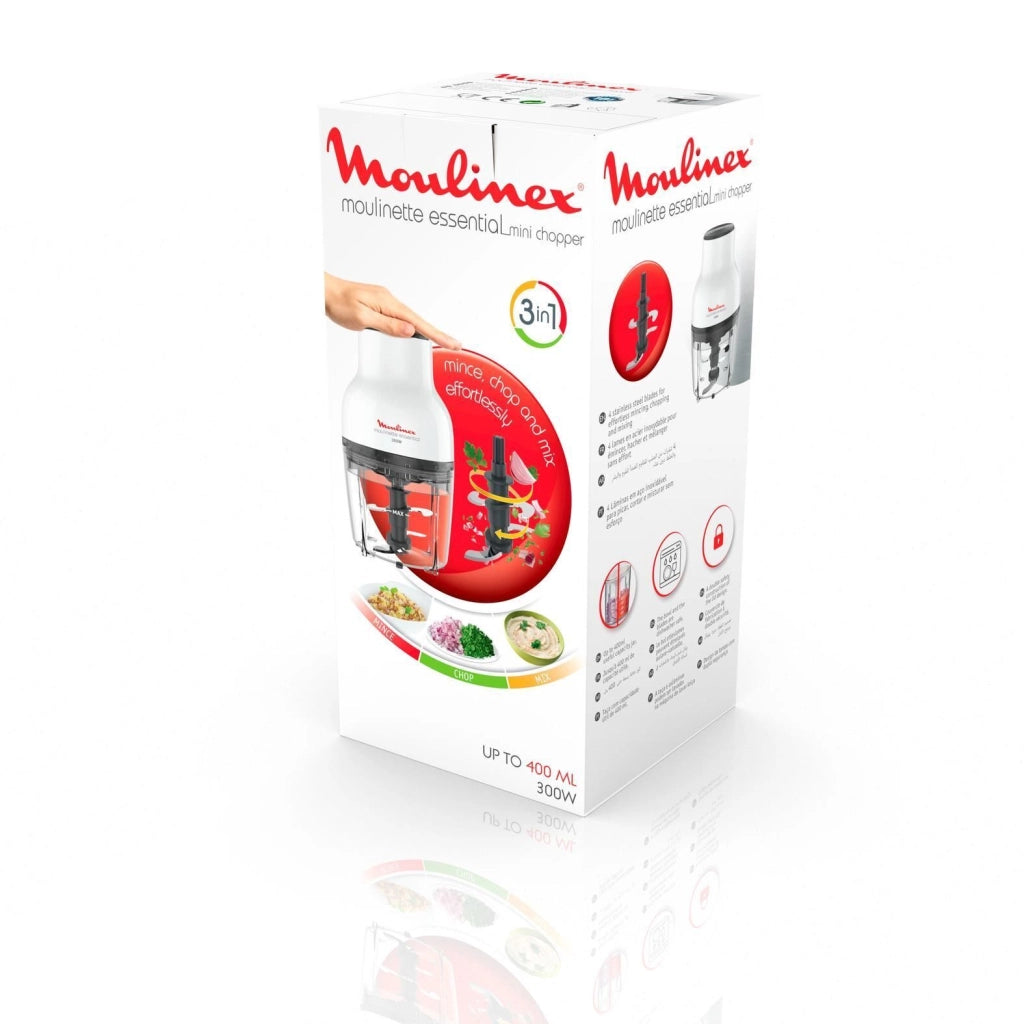 Moulinex DJ520110 Moulinette Essential Mini Tritatutto 3 in 1 300W 0,4 L 4 lame colore Bianco