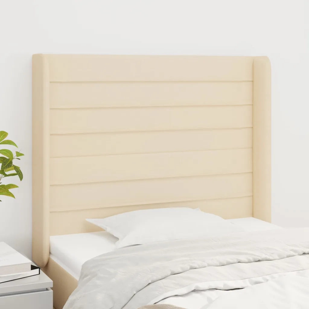 Testiera | Testata ad Orecchio Crema 83x16x118/128 cm in Tessuto