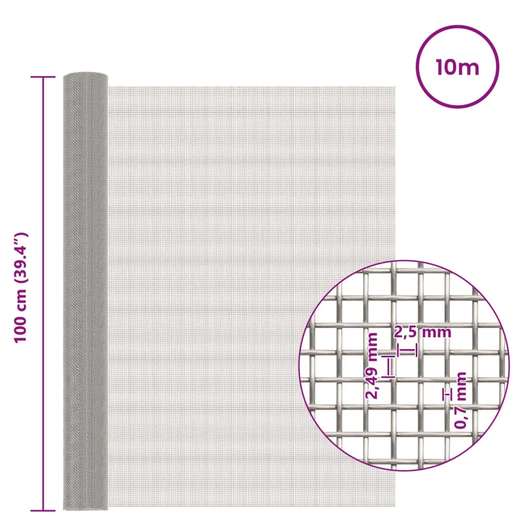 Rete per schermatura 100 x 1000 cm 8 Mesh Argento 42039676