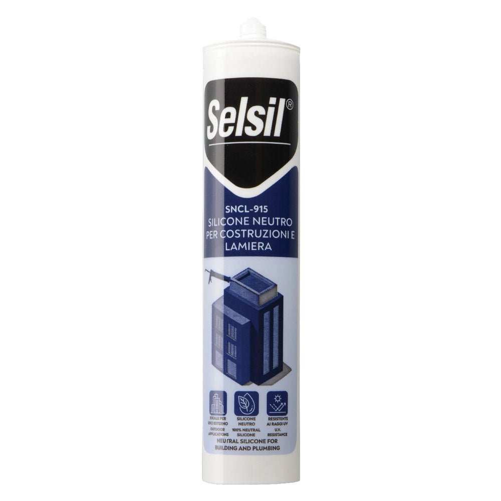 SILICONE NEUTRO PER LATTONERIA 'SNCL 915' trasparente ml 310- 25 pezzi  - SELSIL