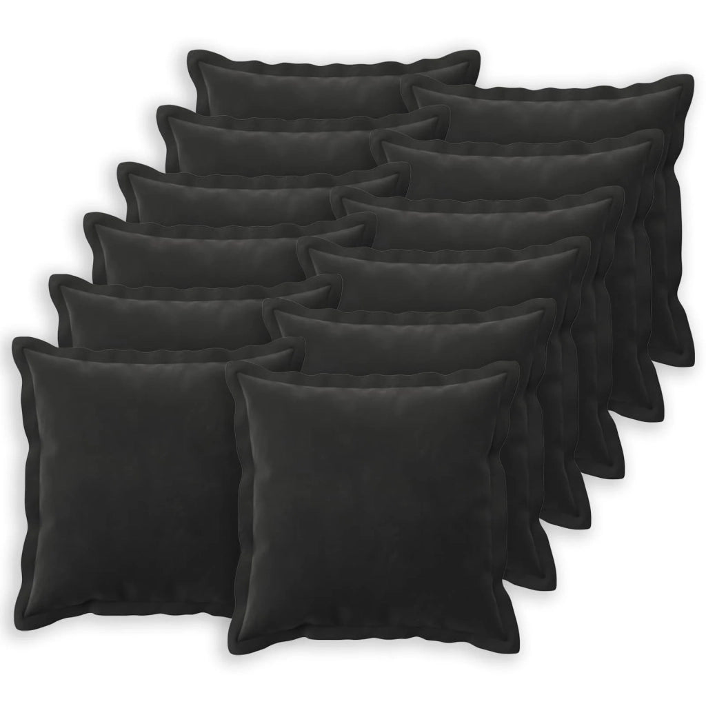 Federa 12 pcs HOUTEN Nero 45 x 45 cm Velluto 918552