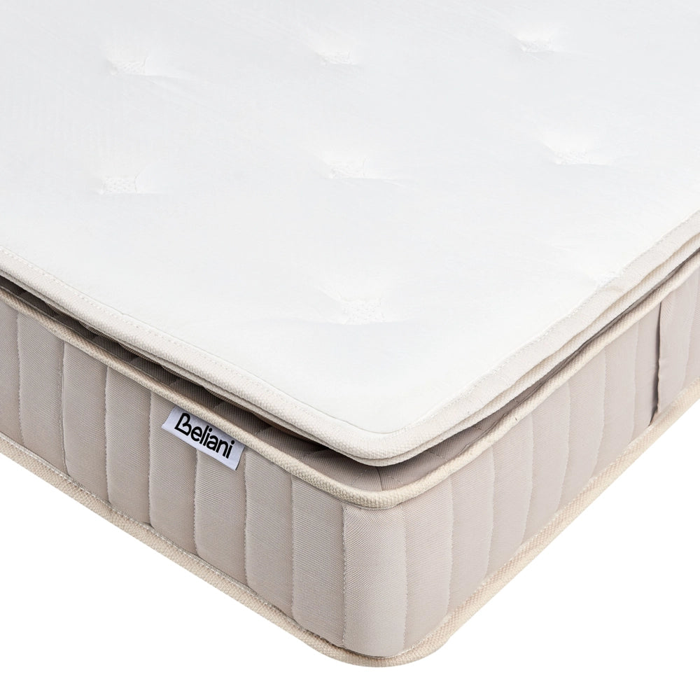 Materasso a molle insacchettate in lattice bianco e beige EU 160 x 200 cm duro con cerniera e rivestimento in poliestere rimovibile Accessori per la camera da letto