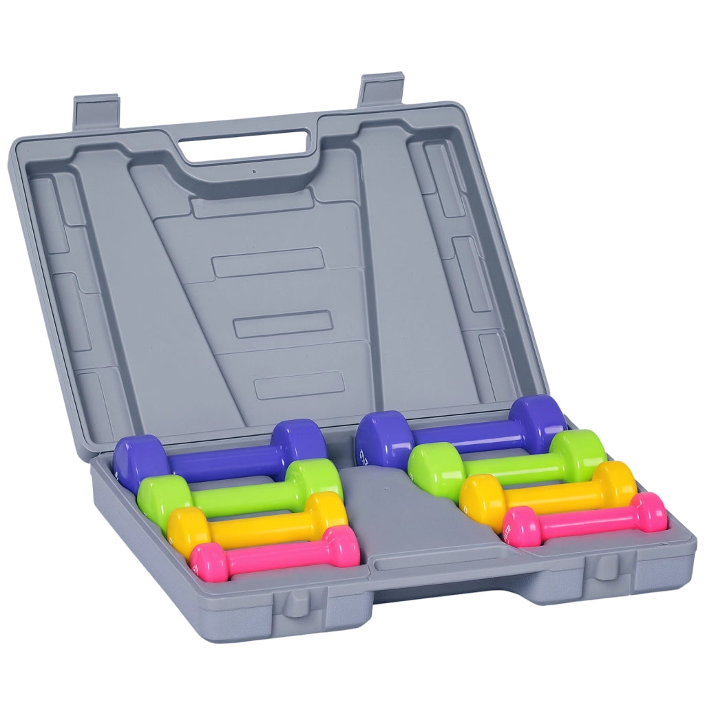 Set Manubri 10kg con Valigetta ¨C Xylo ¨C 4 Paia Colorati 2x0.5kg 2x1kg 2x1.5kg 2x2kg