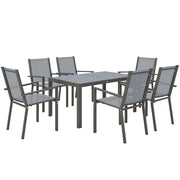 Set Tavolo e Sedie da Giardino ¨C Minimal ¨C Grigio, Acciaio, 4 Pezzi