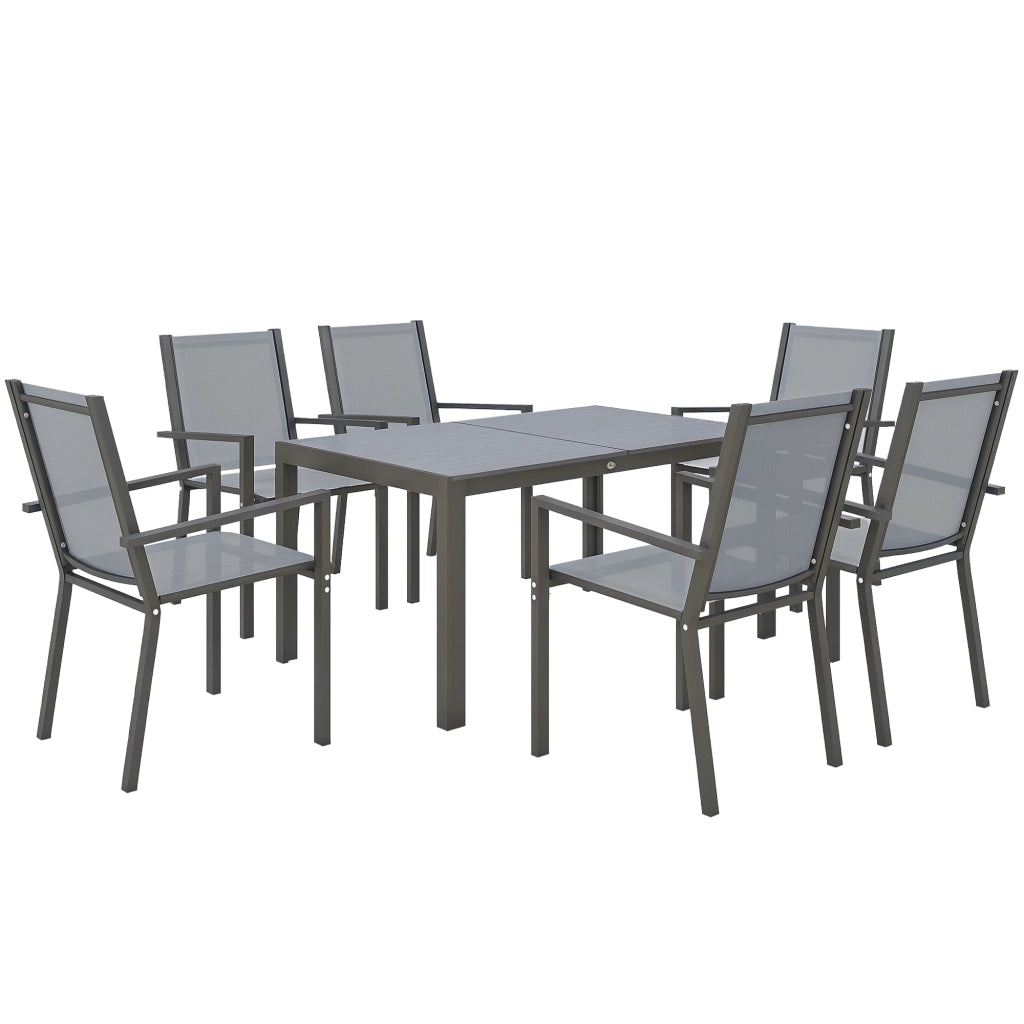 Set Tavolo e Sedie da Giardino ¨C Minimal ¨C Grigio, Acciaio, 4 Pezzi