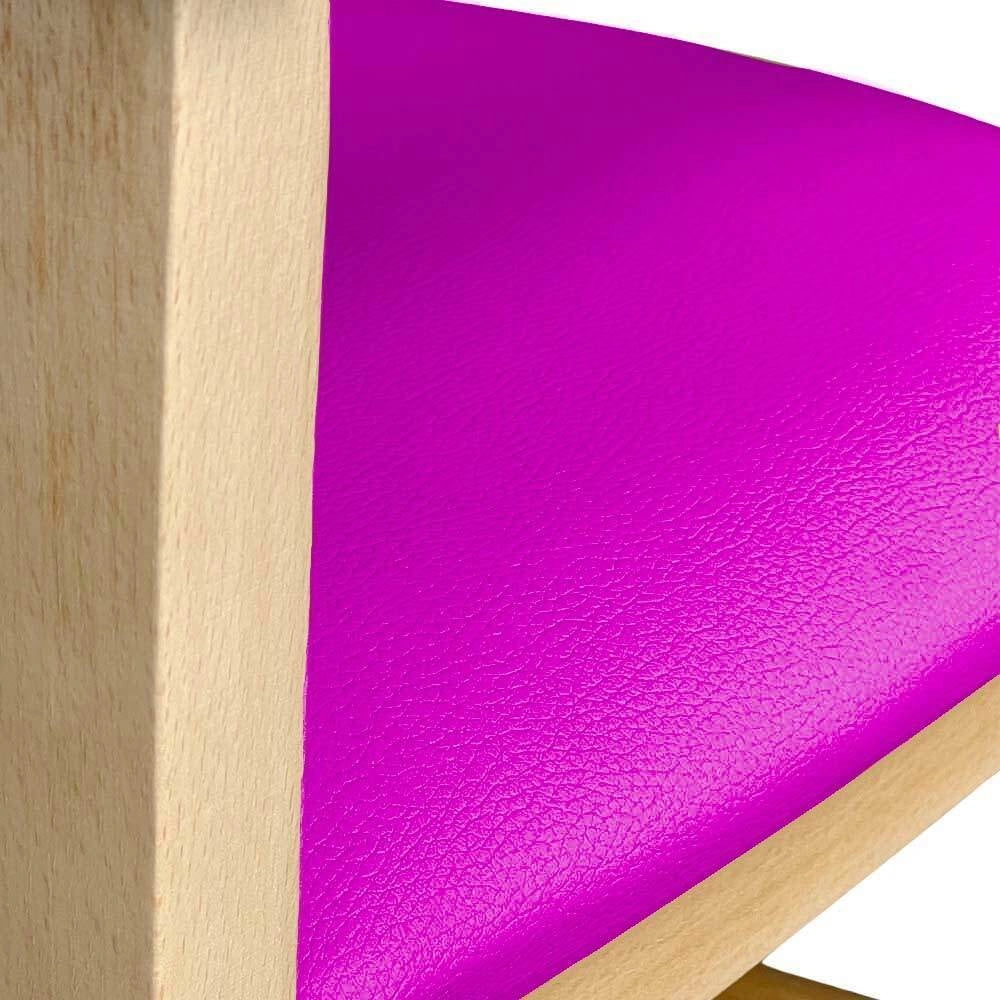 Seggiolone in legno color naturale con seduta imbottita in similpelle lilla
