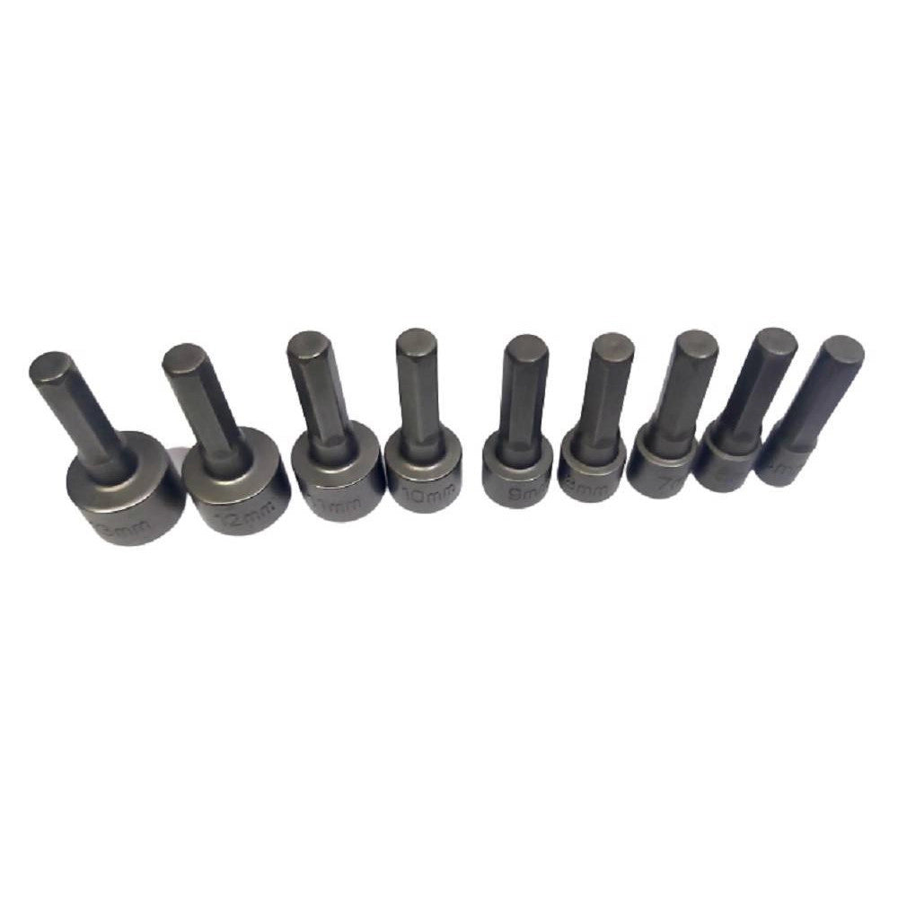 Trade Shop - Set 9 Inserti Chiave Esagonale Per Avvitatore Chiave A Bussola Codolo Esagonale -