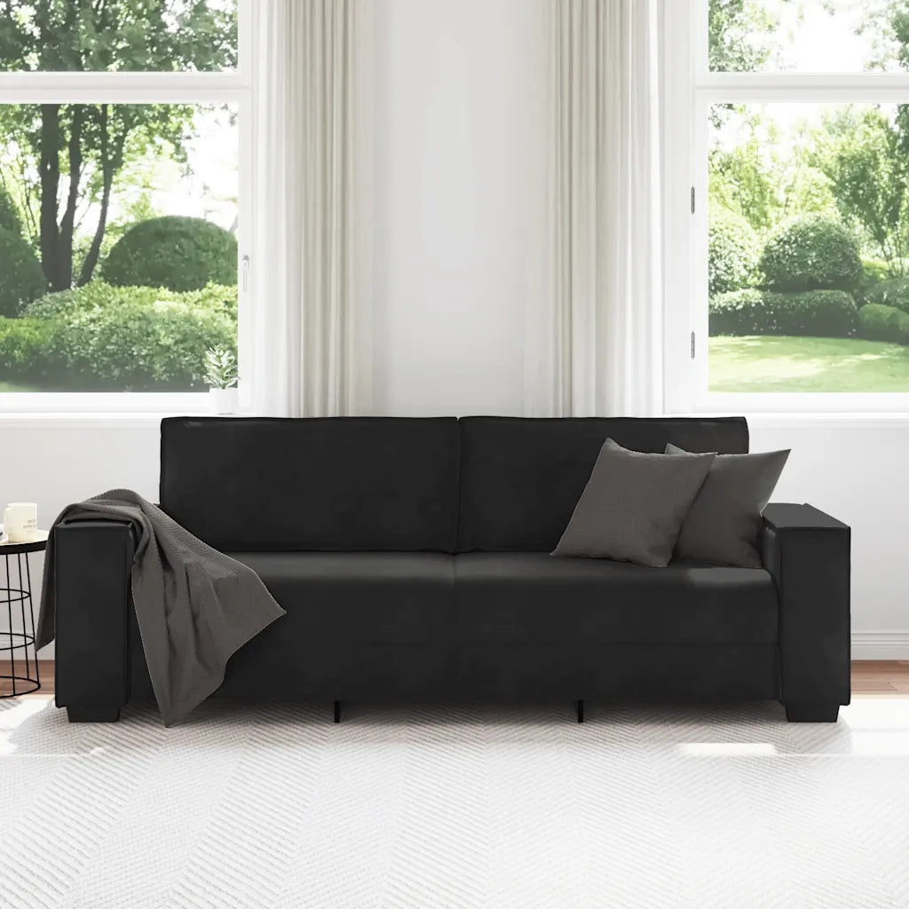 Divano a 3 Posti-Sofa 3 Posti Nero 180 cm in Velluto 686016