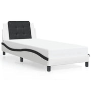 Letto singolo | Letto per adulti | Giroletto senza Materasso Zadar Nero e Bianco 100x200 cm in Similpelle