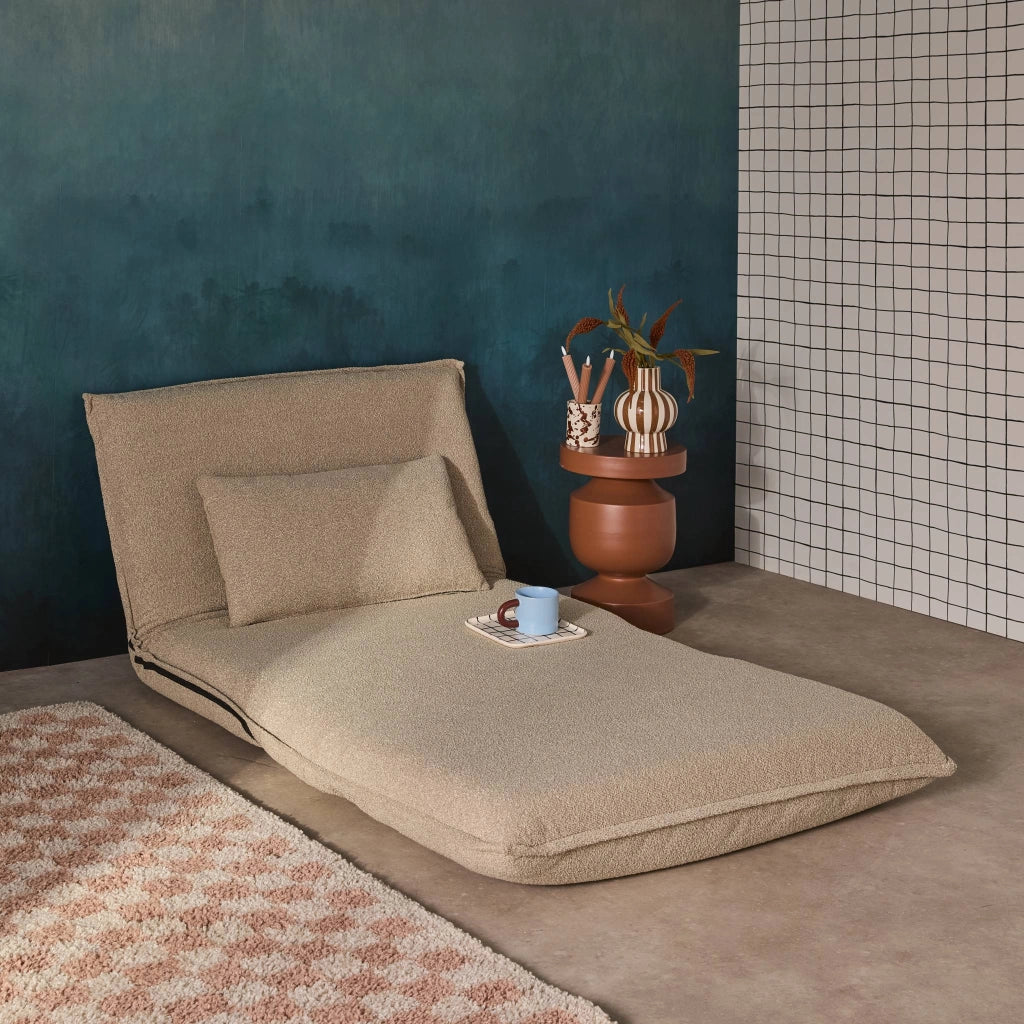 Poltrona letto trasformabile 1 posto bouclé testurizzato, beige